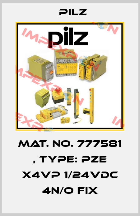 Mat. No. 777581 , Type: PZE X4VP 1/24VDC 4n/o fix Pilz