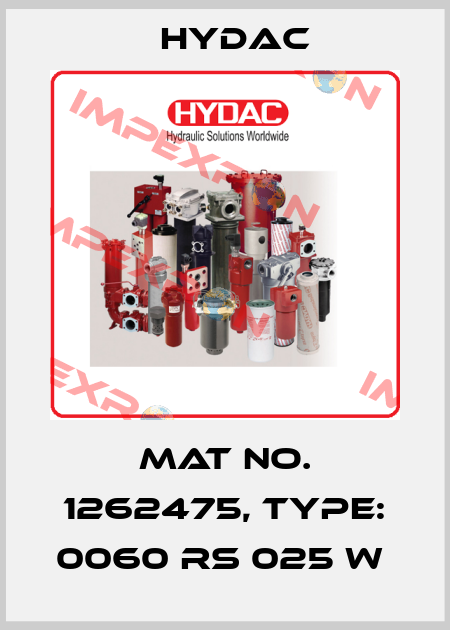 Mat No. 1262475, Type: 0060 RS 025 W  Hydac