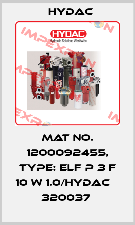 Mat No. 1200092455, Type: ELF P 3 F 10 W 1.0/HYDAC                 320037  Hydac