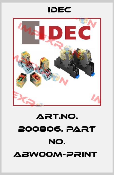 Art.No. 200806, Part No. ABW00M-PRINT  Idec