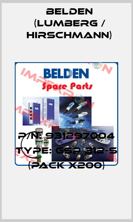 P/N: 931297004 Type: GSP 312-S (pack x200) Belden (Lumberg / Hirschmann)