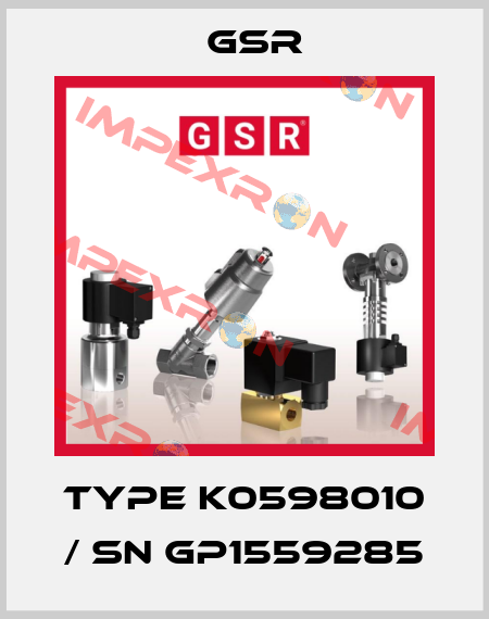 Type K0598010 / Sn GP1559285 GSR