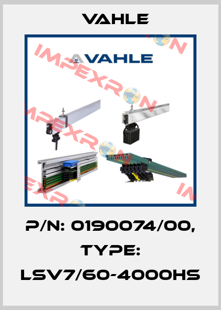 P/n: 0190074/00, Type: LSV7/60-4000HS Vahle