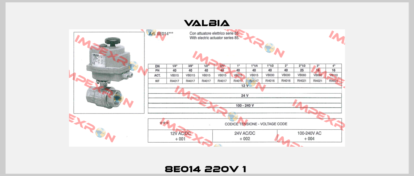 8E014 220V 1  Valbia