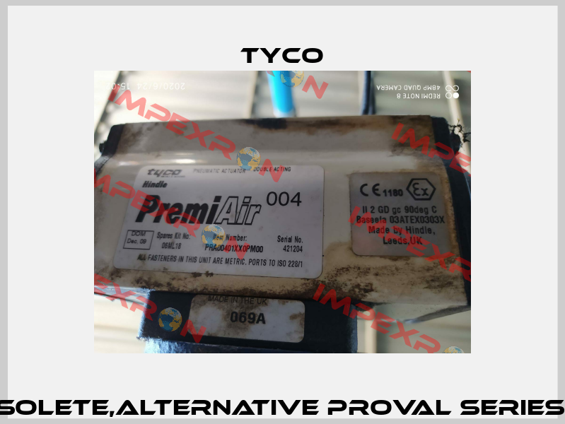 PRA00401XX0PM00 S/N: 421204 obsolete,alternative Proval Series PA75DA,brand Cotswold Valves TYCO