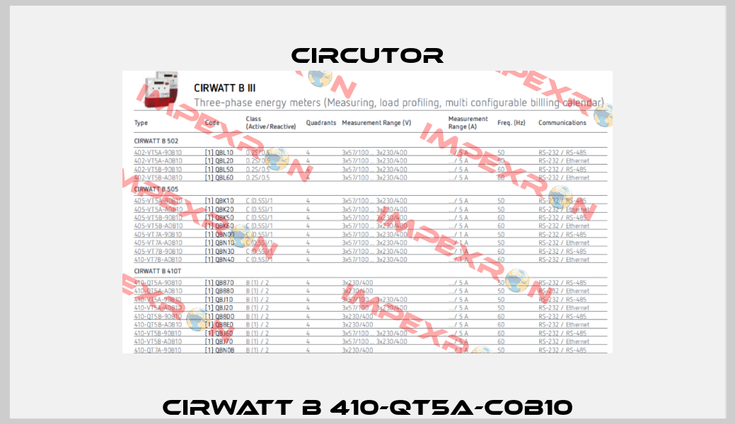 CIRWATT B 410-QT5A-C0B10 Circutor