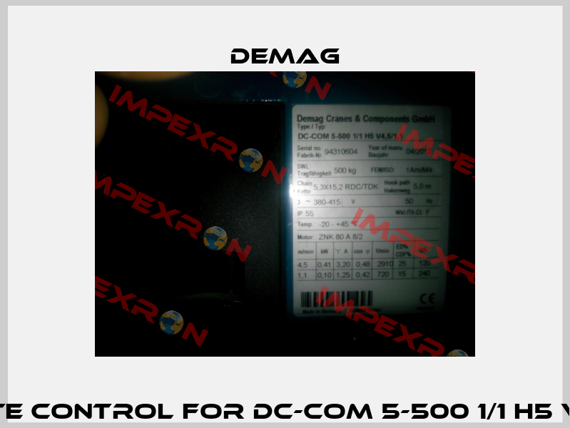 Remote control for DC-COM 5-500 1/1 H5 V4,5/1,1  Demag